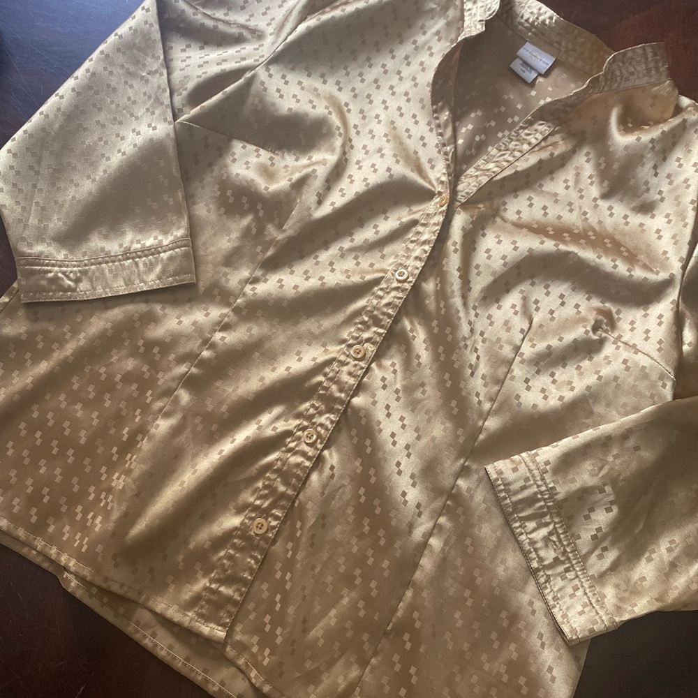 Covington Gold Satin Button-Down Shirt